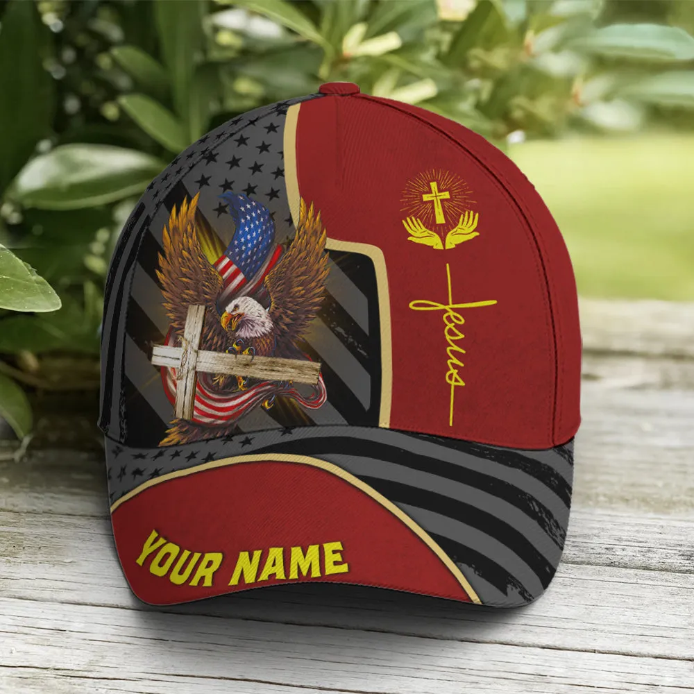 Personalized Patriotic American Eagle With Cross Baseball Cap Coolspod