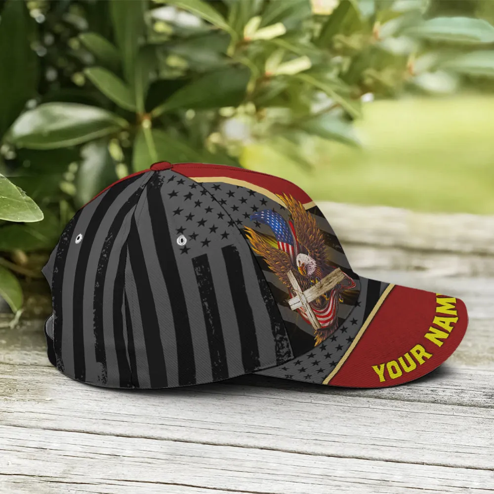 Personalized Patriotic American Eagle With Cross Baseball Cap Coolspod