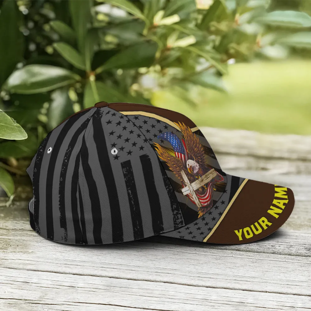 Personalized Patriotic American Eagle With Cross Baseball Cap Coolspod