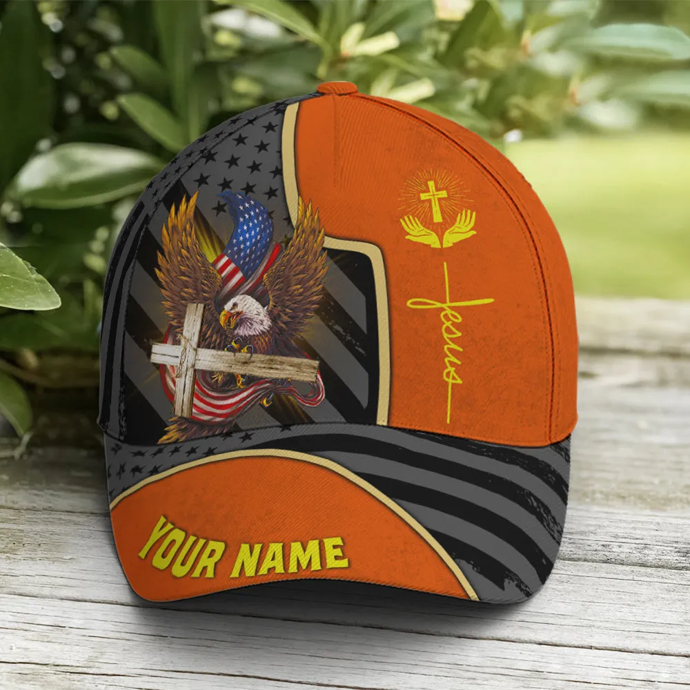 Personalized Patriotic American Eagle With Cross Baseball Cap Coolspod