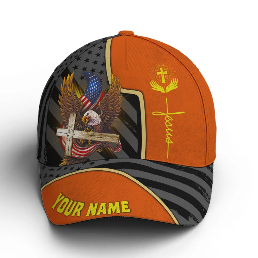 Personalized Patriotic American Eagle With Cross Baseball Cap Coolspod