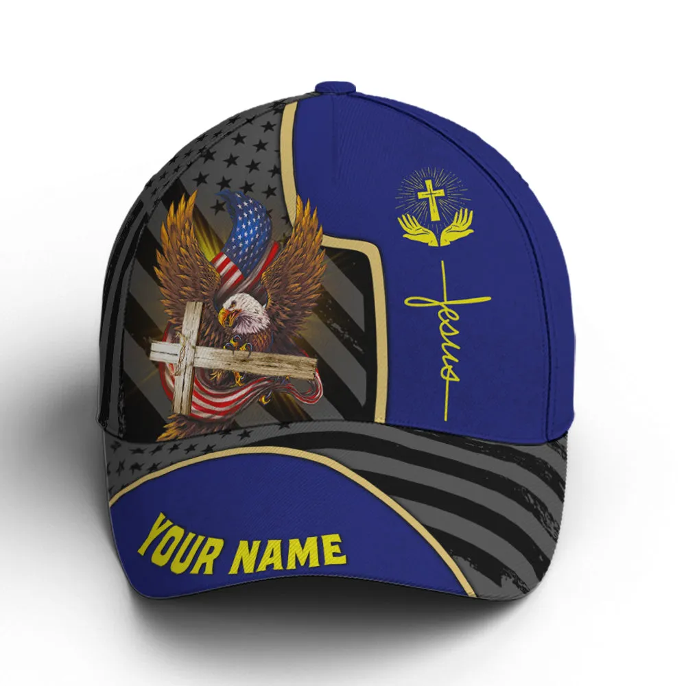 Personalized Patriotic American Eagle With Cross Baseball Cap Coolspod