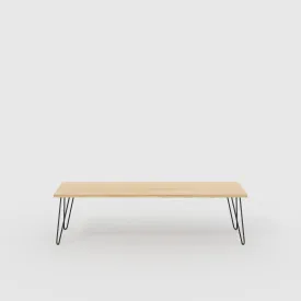 Plywood Bench Seat with Black Hairpin Legs - Plywood Oak - 1600(w) x 400(d)