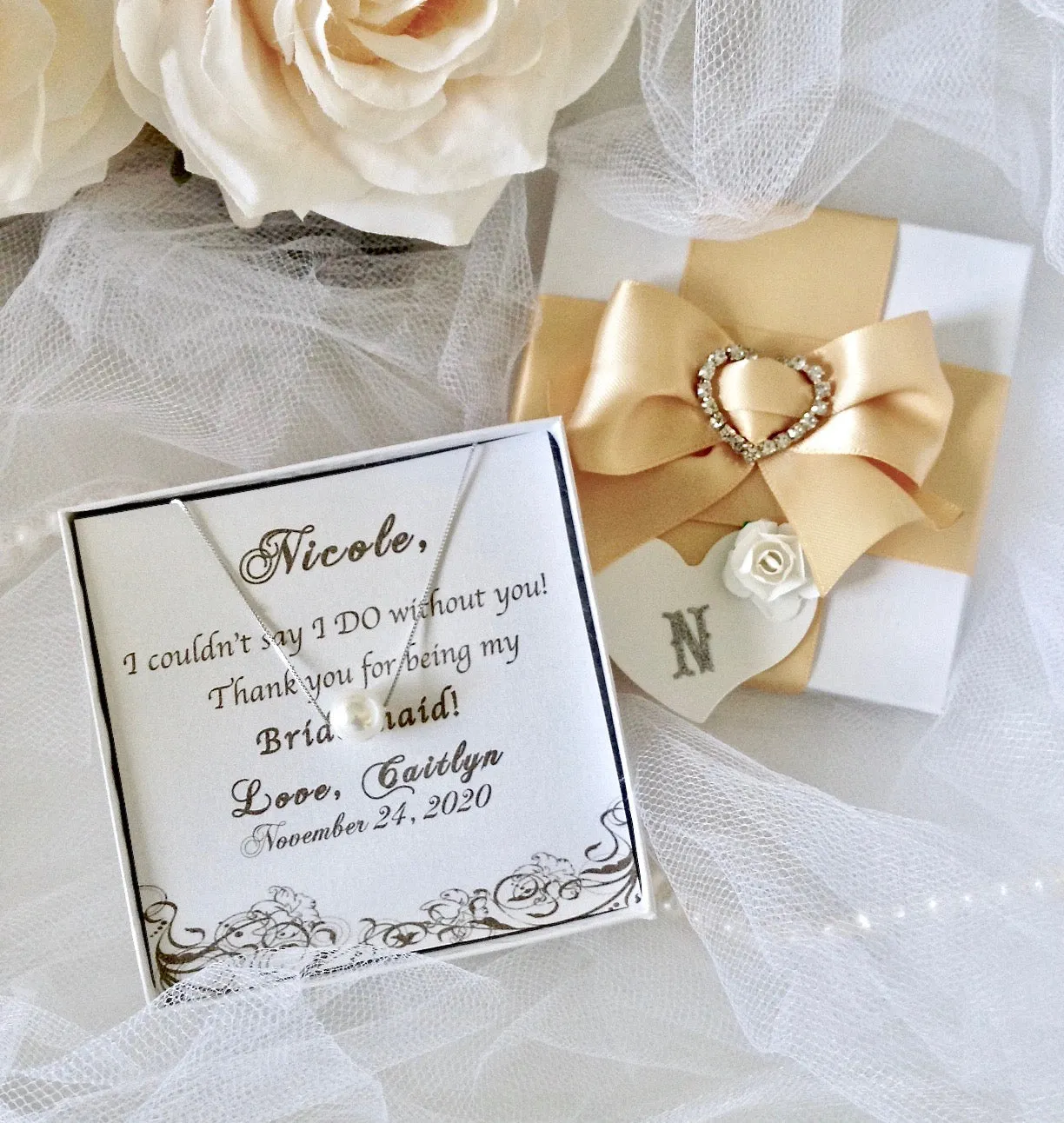 "Kona" - Pearl Bridal Necklace, Bridesmaids Gift