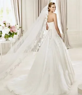 "Silva" - Lace Edge Cathedral Bridal Veil - Available in White and Ivory