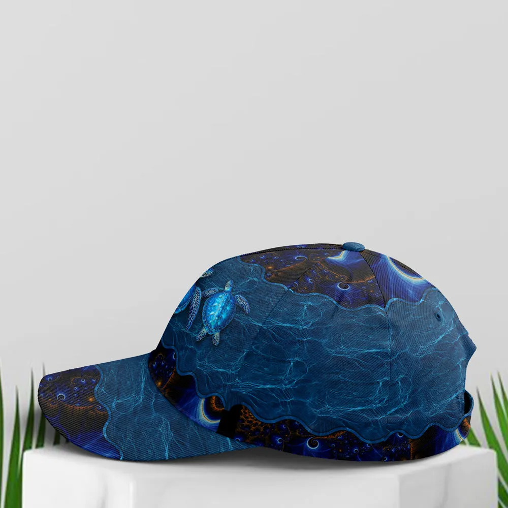 Sea Turtle In The Ocean Print Baseball Cap Coolspod