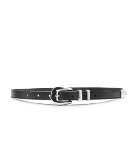 Sofia slim black western leather waist belt