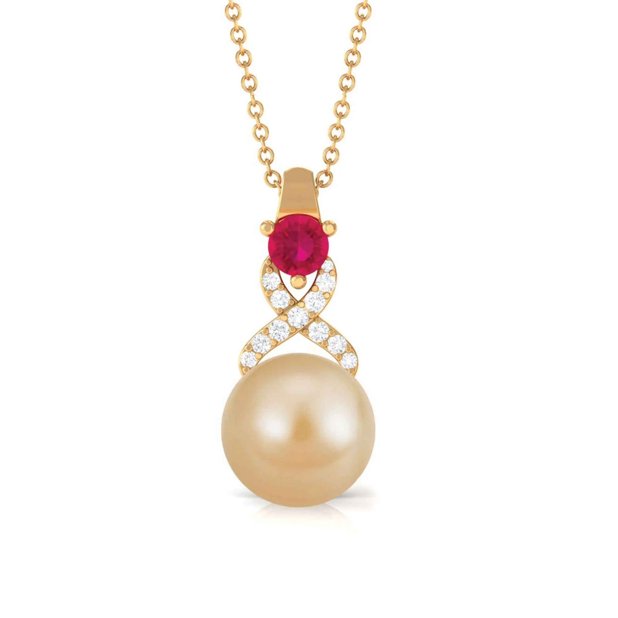 South Sea Pearl Pendant Necklace with Ruby and Diamond