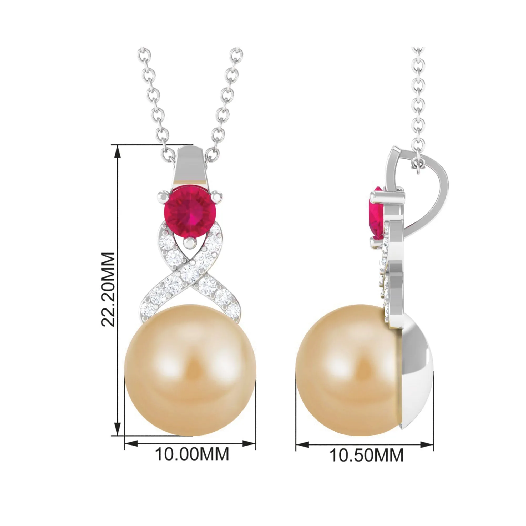 South Sea Pearl Pendant Necklace with Ruby and Diamond