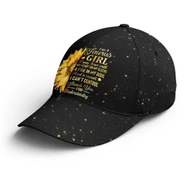 Taurus Girl Sunflower Glitter Black Baseball Cap Coolspod