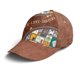 Teach Love Inspire Classic Leather Subjects Art Style Baseball Cap Coolspod
