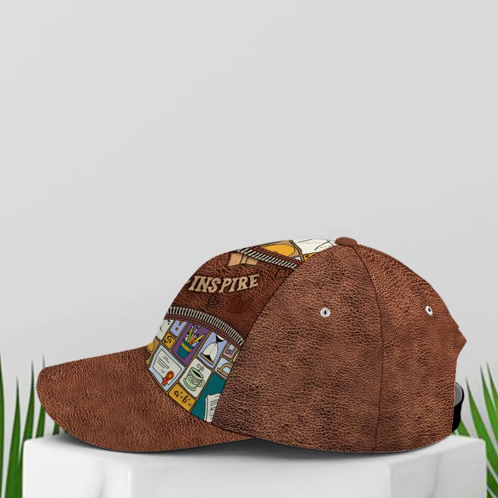 Teach Love Inspire Classic Leather Subjects Art Style Baseball Cap Coolspod