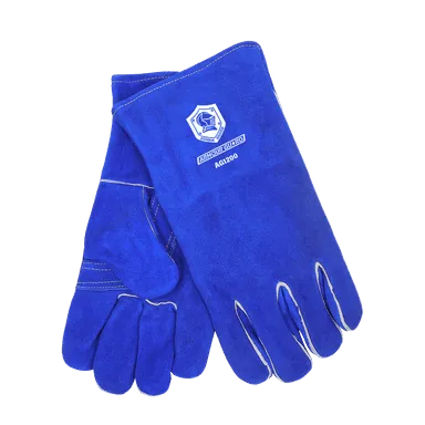 WELDING GLOVES, STICK - COTTON LINED, BLUE,  PREMIUM SIDE SPLIT COWHIDE -AG-1200
