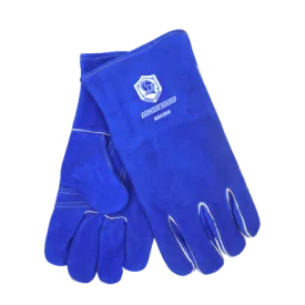 WELDING GLOVES, STICK - COTTON LINED, BLUE,  PREMIUM SIDE SPLIT COWHIDE -AG-1200