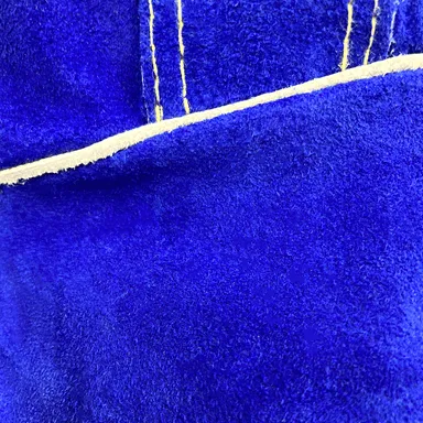 WELDING GLOVES, STICK - COTTON LINED, BLUE,  PREMIUM SIDE SPLIT COWHIDE -AG-1200
