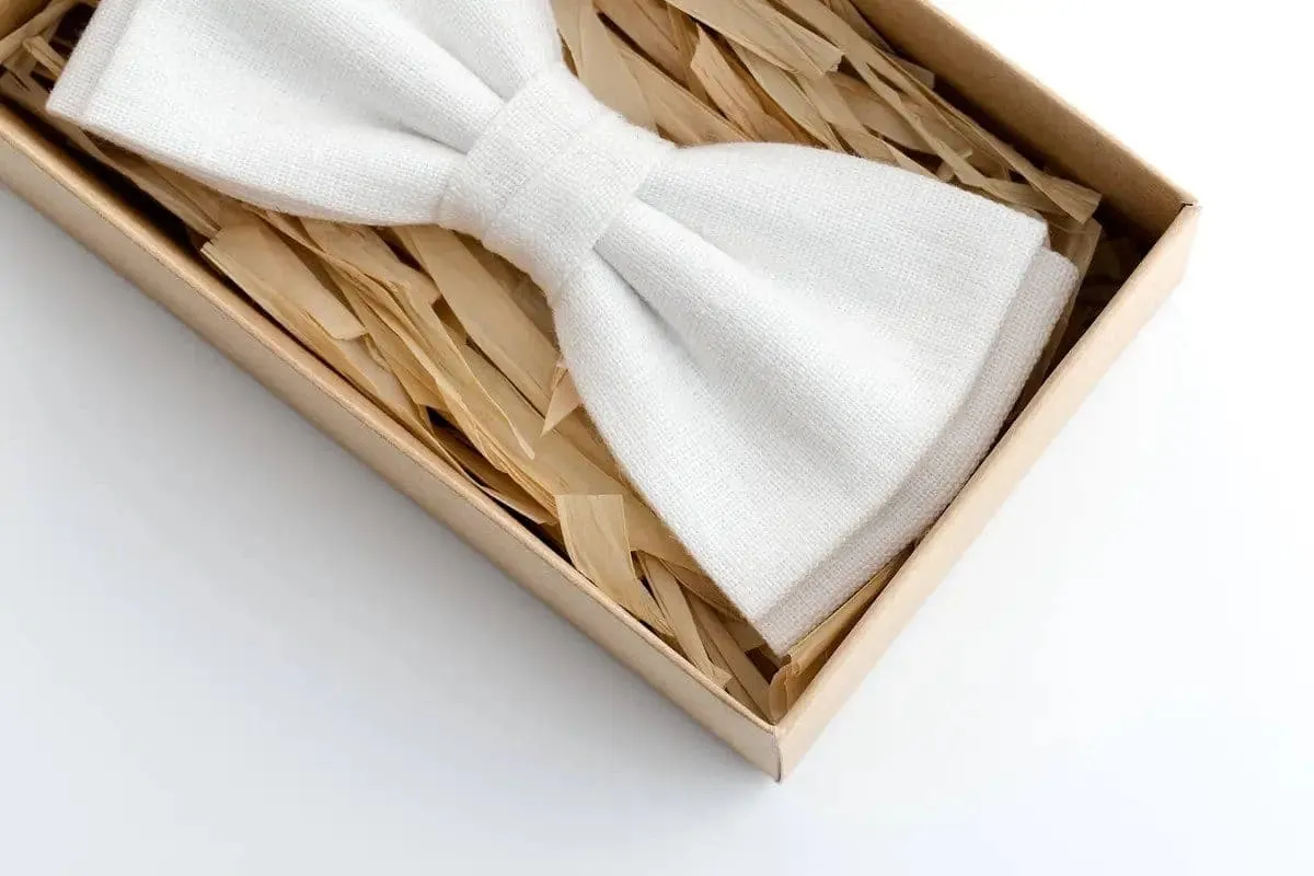 White Linen Bow Tie - Classic Accessory for Men & Boys at Weddings