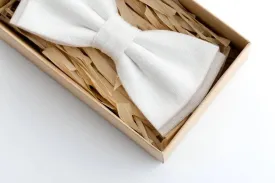 White Linen Bow Tie - Classic Accessory for Men & Boys at Weddings