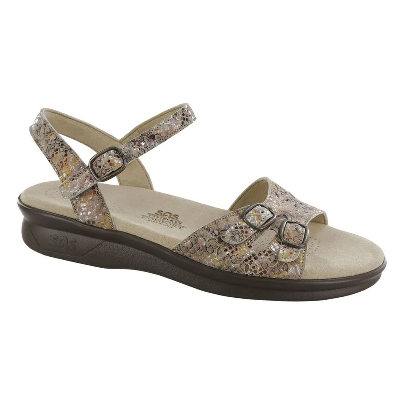 Women's Duo Quarter Strap Sandal Multisnake Taupe